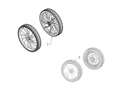 Wheels Diagram and Parts List for 12AVB2M5345 2021 Yard Machines Lawn Mower